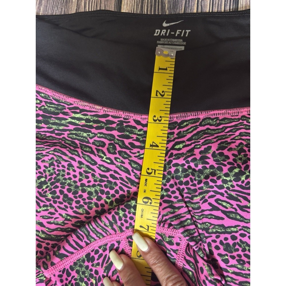 Nike Dri-FIT Womens S Pink Animal Print Running Leggings Workout Crop Pants - Picture 11 of 15